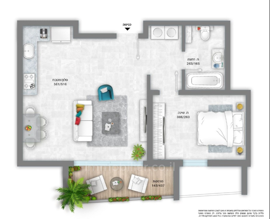 Apartamento 3 cômodos Bat yam Bat yam 525-IBL-1