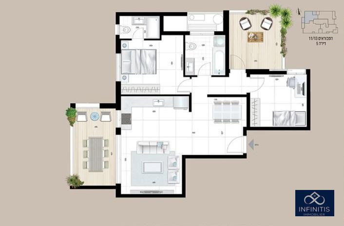 Apartamento 3 cômodos Tel Aviv Neve Avivim 527-IBL-101