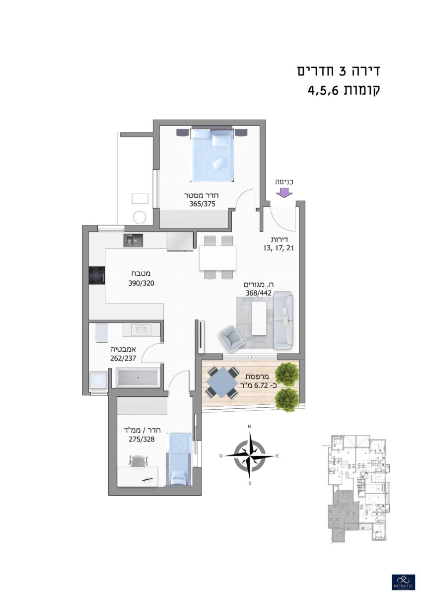 Apartamento 3 cômodos Bat yam Bat yam 527-IBL-108