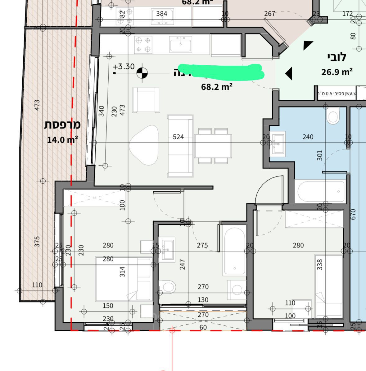 Apartamento 3 cômodos Tel Aviv Hatsafon hayachan 804-IBL-62