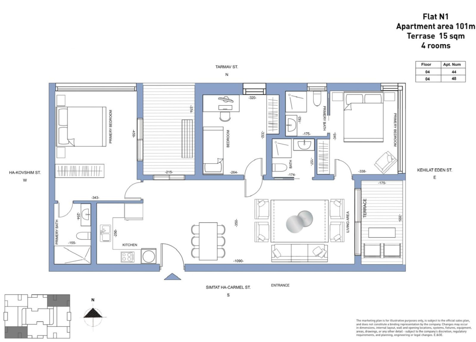 Apartamento 4 cômodos Tel Aviv Lev Tel-Aviv 828-IBL-110