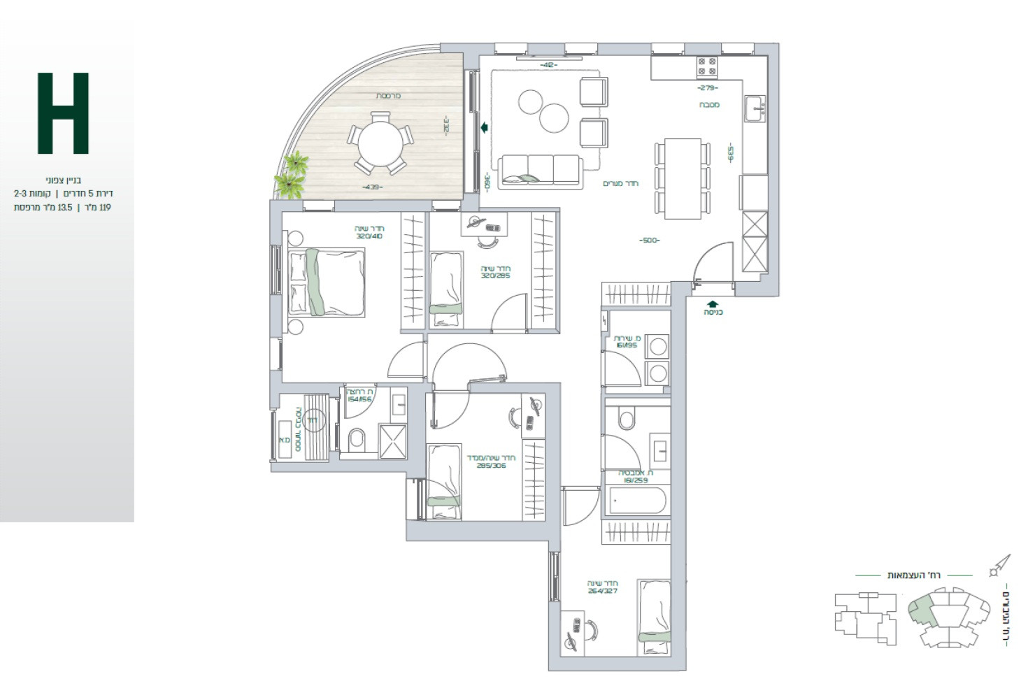 Apartamento 5 cômodos Bat yam Bat yam 828-IBL-125