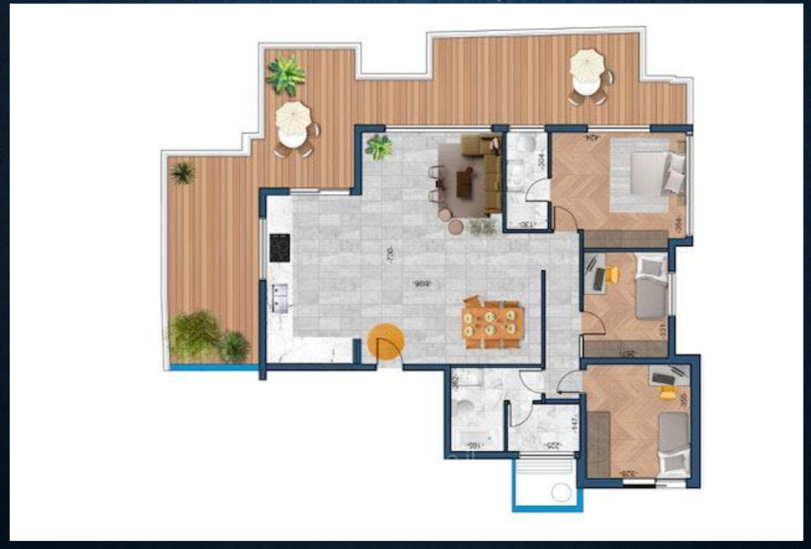 Apartamento 4 cômodos Tel Aviv Lev Tel-Aviv 828-IBL-146