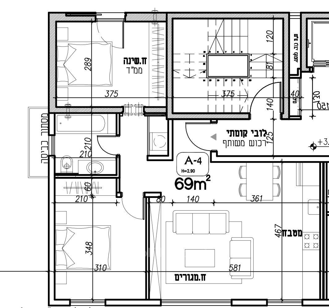 Apartamento 3 cômodos Tel Aviv Lev Tel-Aviv 828-IBL-166
