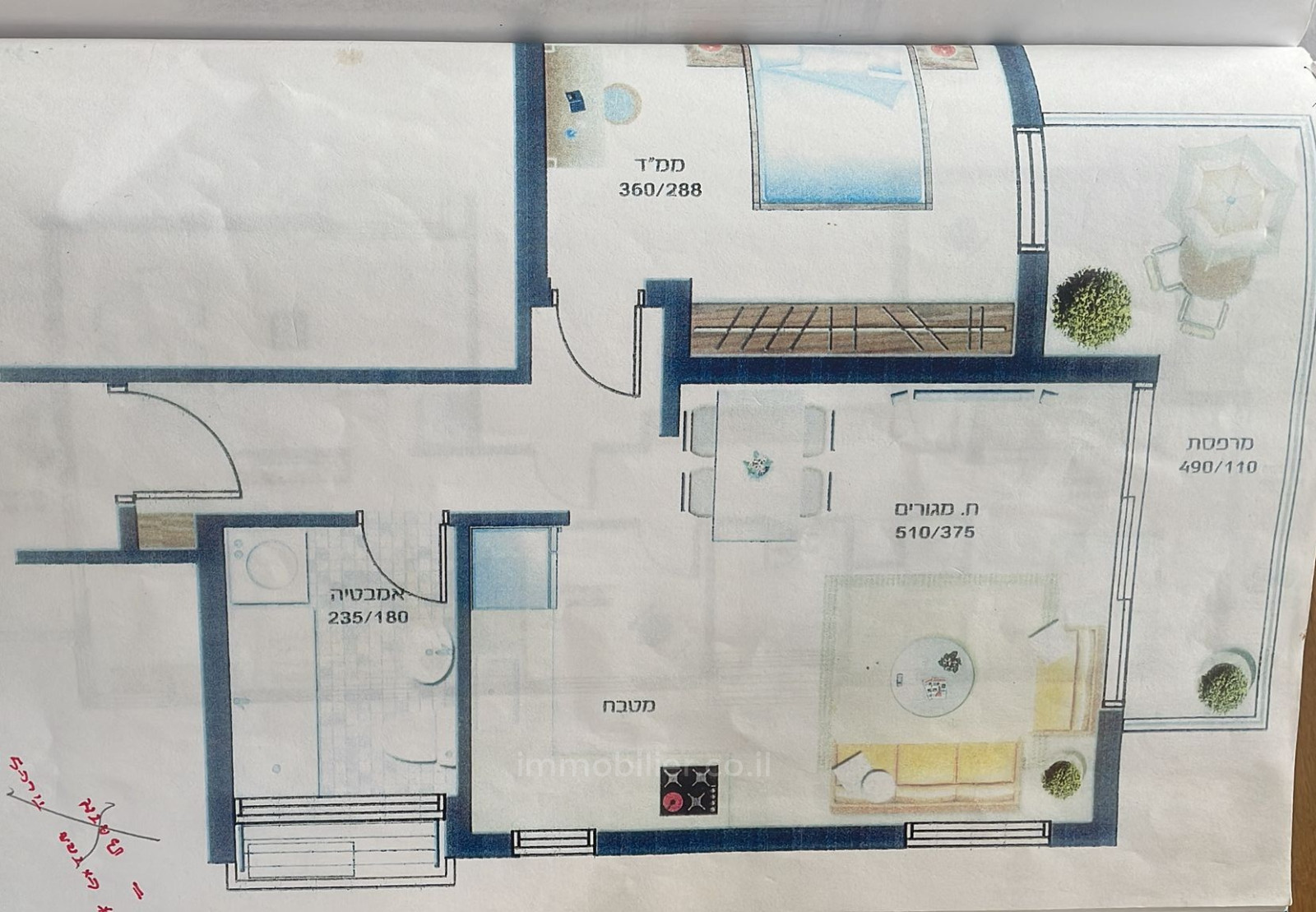 Apartamento 2 cômodos Tel Aviv Centro da cidade 828-IBL-18