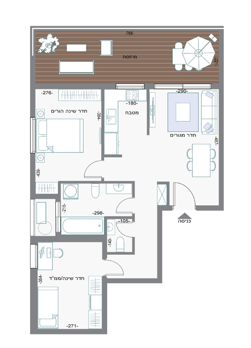 Minicobertura 3 cômodos Bat yam Bat yam 828-IBL-60