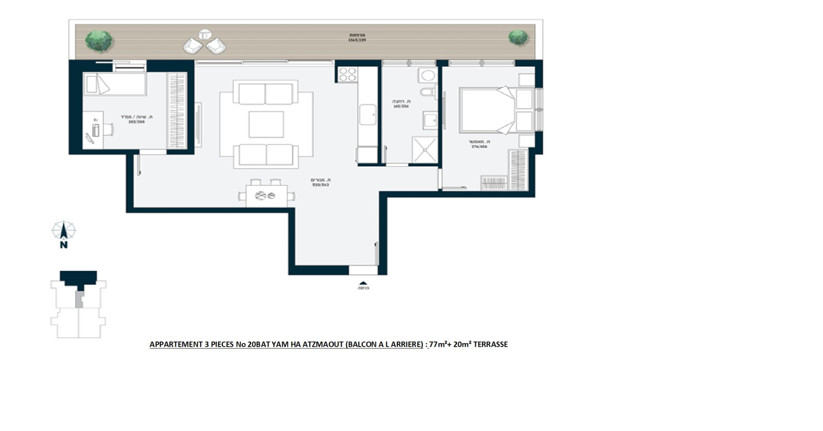 Apartamento 3 cômodos Bat yam Bat yam 828-IBL-78
