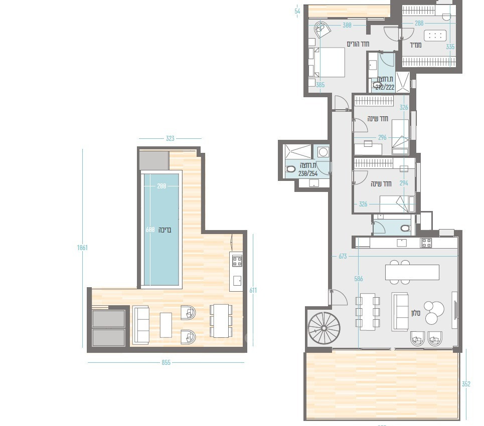 Cobertura 5 cômodos Tel Aviv Região marítima ao Norte 850-IBL-13