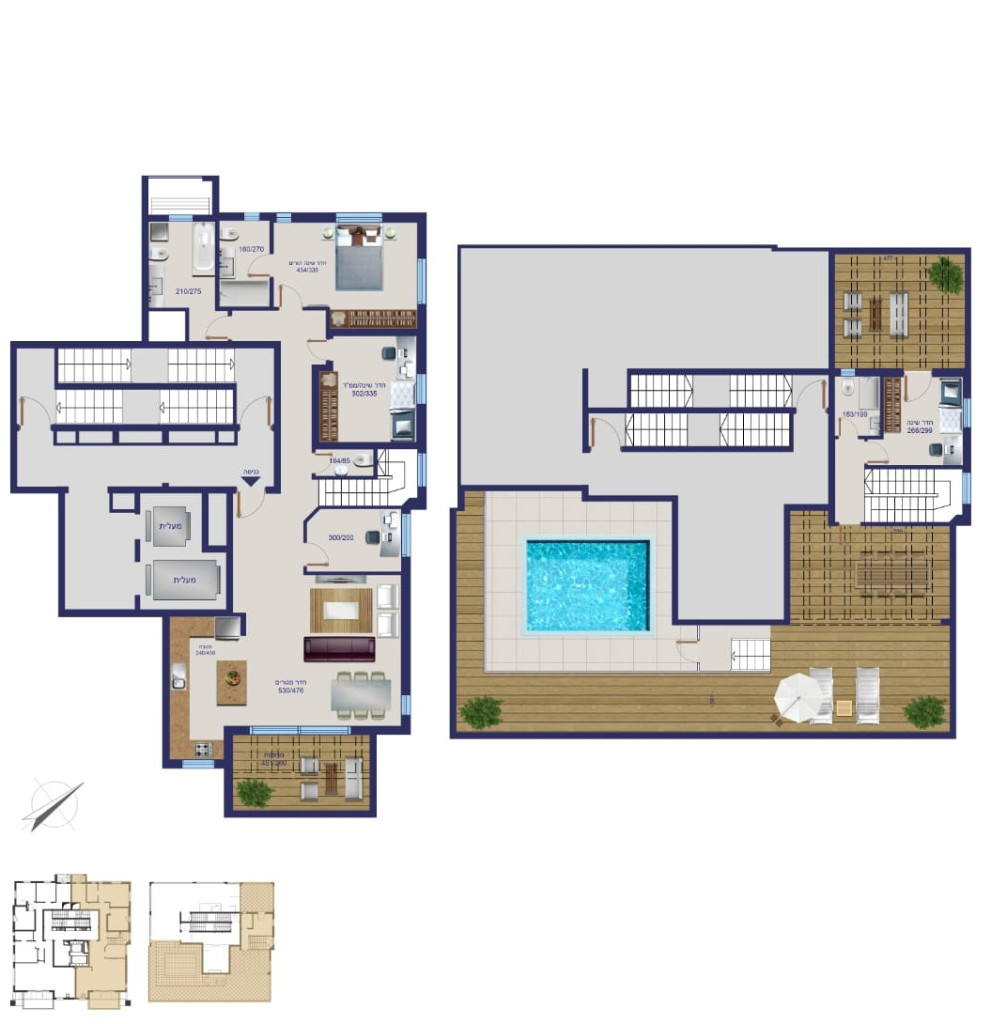 Duplex-Cobertura 5 cômodos Netanya Kikar 854-IBL-9
